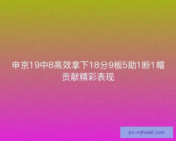 申京19中8高效拿下18分9板5助1断1帽贡献精彩表现